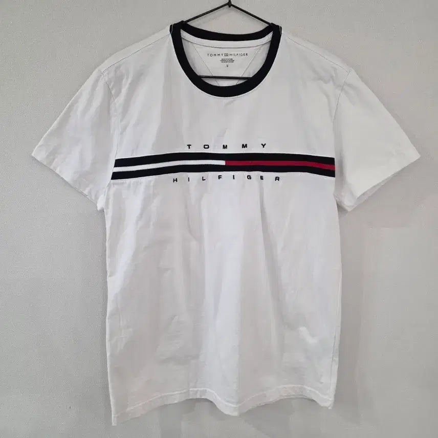 [BUNJANG] Tommy Hilfiger Logo Point T-shirt / 타미힐피거 흰색 로고 포인트 반팔티 S