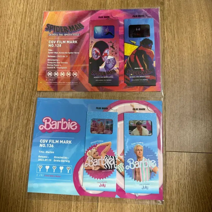 [BUNJANG] CGV Spider-Man &amp; Barbie Filmmarks Bundle Set / CGV 특전 마블 스파이더맨: 어크로스 유니버스, 바비 필름마크 일괄 셋