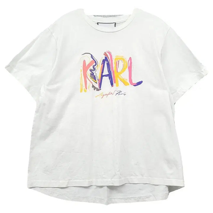 [BUNJANG] Karl Lagerfeld White Graphic Print T-shirt / 칼 라거펠트 프린팅 화이트 반팔티 95 (77)