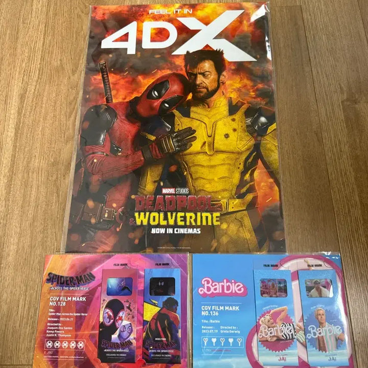 [BUNJANG] Deadpool and Wolverine 4DX Poster Bundle Set / 데드풀과 울버린 4dx 포스터, 스파이더맨/바비 필름마크 특전 일괄 셋