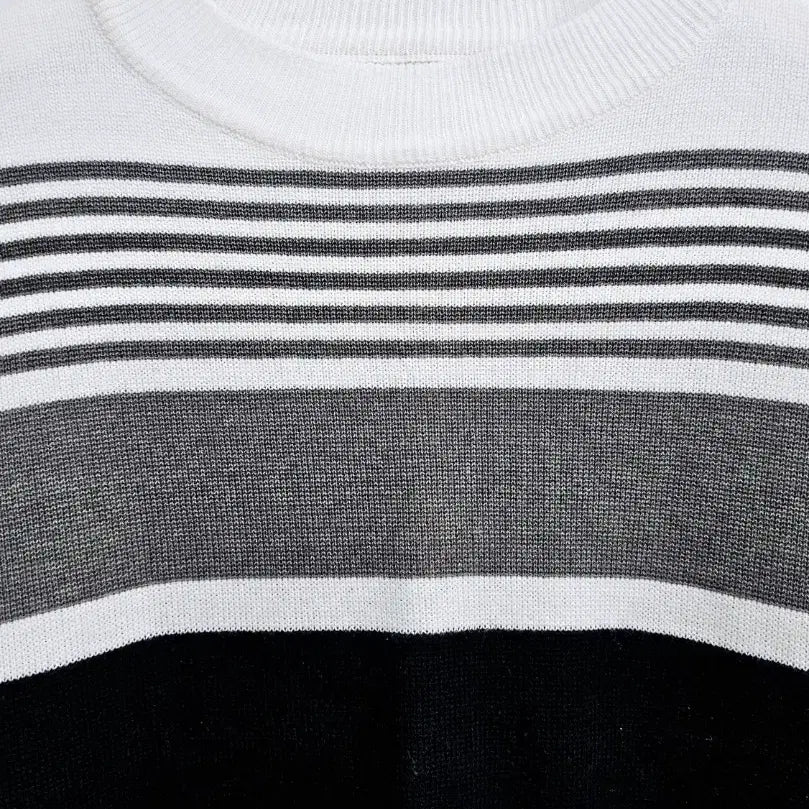 [BUNJANG] Striped Knit Three-Color 7-Part Knit Top / 스트라이프 니트 삼색 단가라 7부니트티