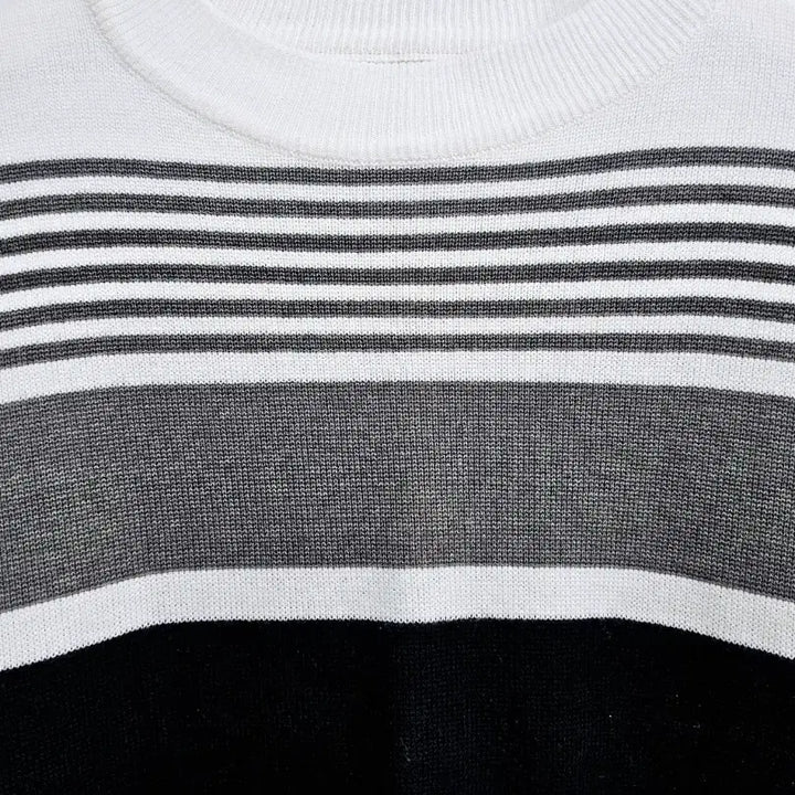 [BUNJANG] Striped Knit Three-Color 7-Part Knit Top / 스트라이프 니트 삼색 단가라 7부니트티