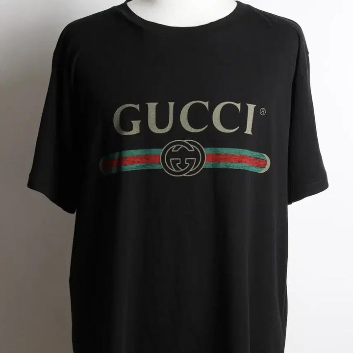 [BUNJANG] Gucci Logo Flower Short Sleeve T-shirt Black M / 구찌 띠로고 플라워 반팔 티셔츠 블랙 M