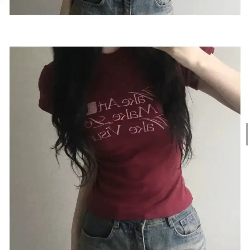 [BUNJANG] Ablly Burgundy Short Sleeve Top / 에이블리 옷 반팔 버건디 상의 판매
