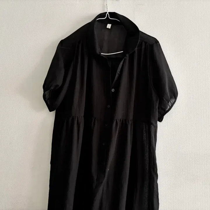 [SOLD OUT] 시스루 블랙 셔츠형 원피스