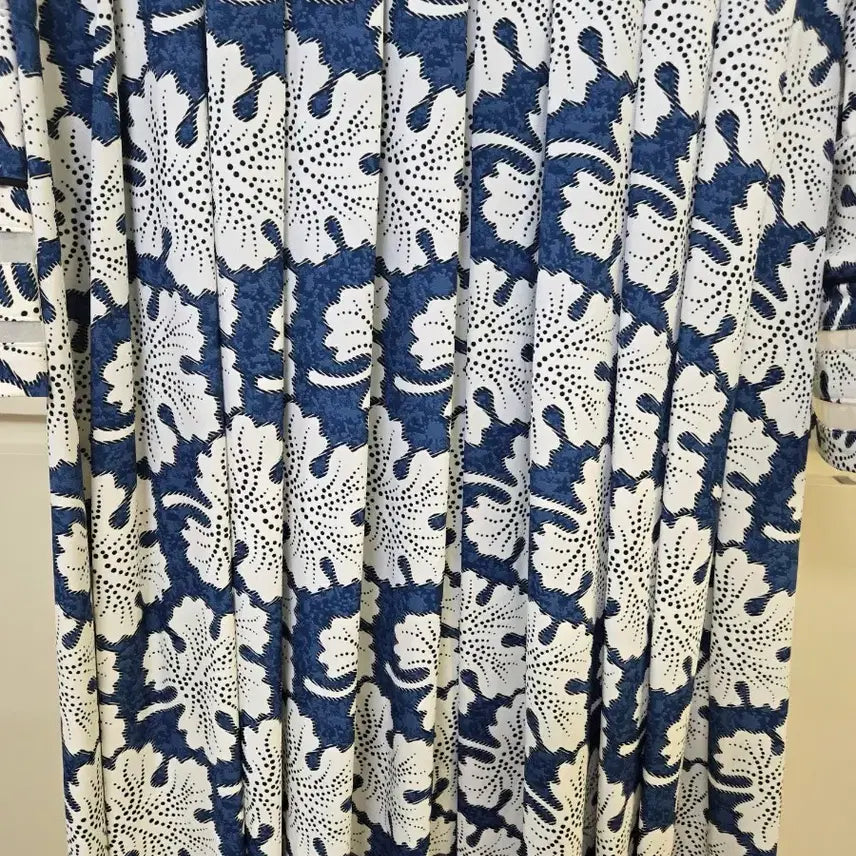 [BUNJANG] Floral Pattern Long Dress / 플라워 패턴 롱 원피스 네이비/화이트