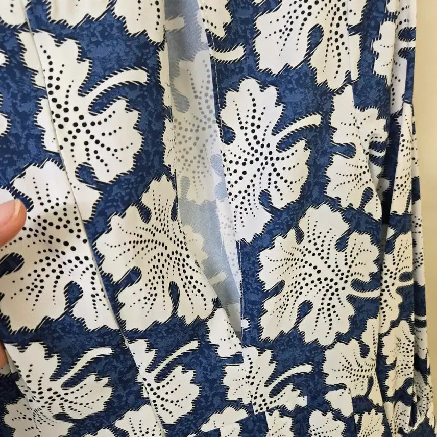 [BUNJANG] Floral Pattern Long Dress / 플라워 패턴 롱 원피스 네이비/화이트