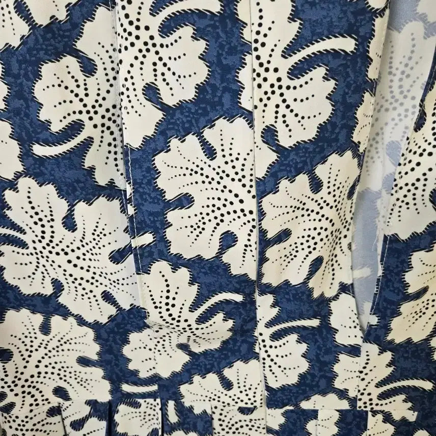 [BUNJANG] Floral Pattern Long Dress / 플라워 패턴 롱 원피스 네이비/화이트