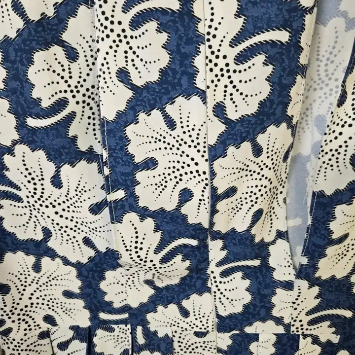 [BUNJANG] Floral Pattern Long Dress / 플라워 패턴 롱 원피스 네이비/화이트