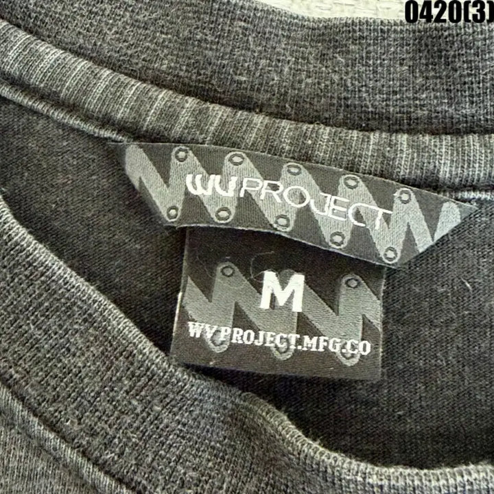 [BUNJANG] WV Project Black T-Shirt Pink Logo Size M / M WV프로젝트 블랙 반팔 티셔츠 핑크 로고 0420(3)