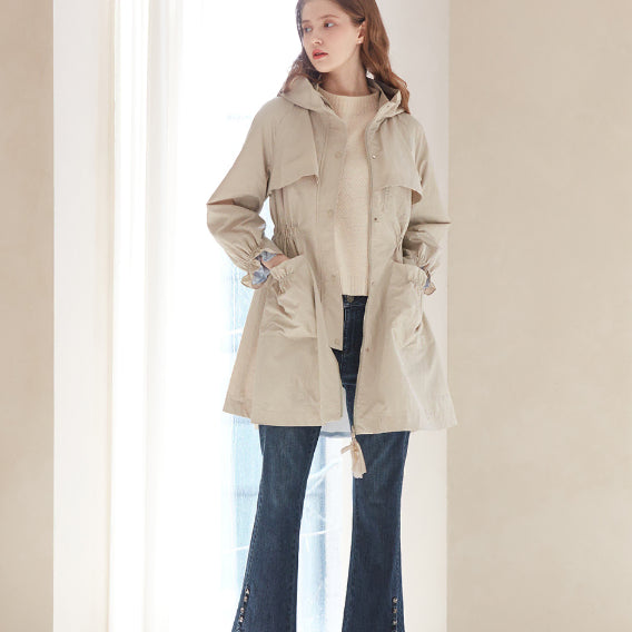 [BUNJANG] Son Jung Wan 23SS Half-Hooded Shirred Long Jumper / 손정완 23SS 반후드 셔링 롱 점퍼 55size