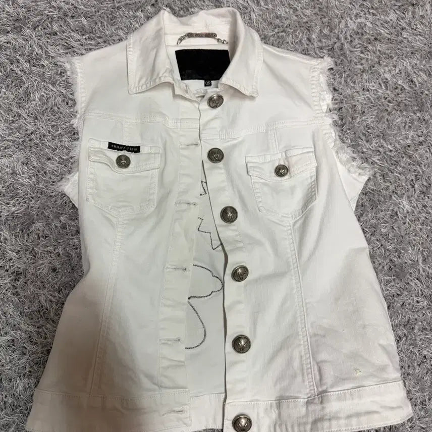 [SOLD OUT] 필립플레인 여성 베스트 조끼 데님 화이트 M 매장판 정품 명품