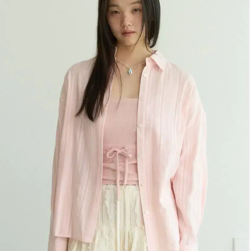 [BUNJANG] Fun From Fun Eyelet Oversized Shirt / 펀프롬펀 아일렛 오버핏 셔츠