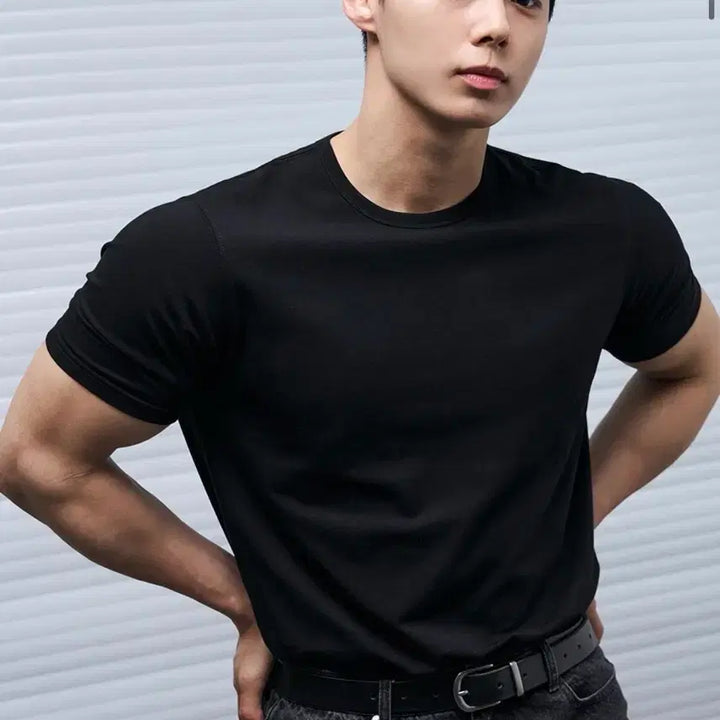 [SOLD OUT] (L) 드로우핏 만재 콜라보 러스티 머슬핏 티셔츠 BLACK 반팔