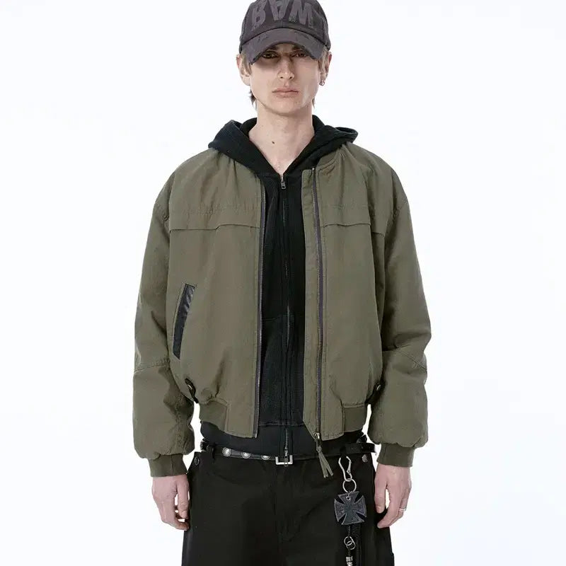 [BUNJANG] ETCE Washed Bomber Jacket Khaki M / [M] ETCE 워시드 봄버 자켓 WASHED BOMBER