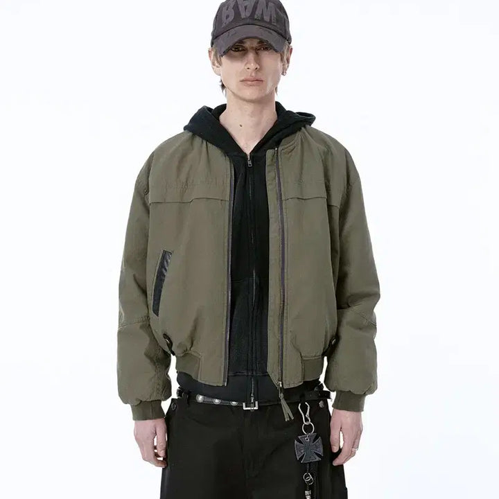 [BUNJANG] ETCE Washed Bomber Jacket Khaki M / [M] ETCE 워시드 봄버 자켓 WASHED BOMBER