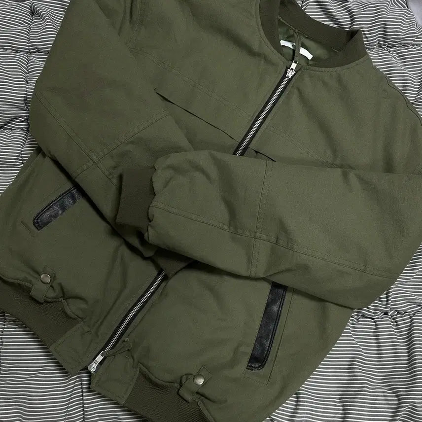 [BUNJANG] ETCE Washed Bomber Jacket Khaki M / [M] ETCE 워시드 봄버 자켓 WASHED BOMBER