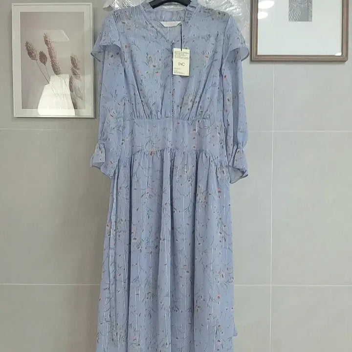 [BUNJANG] EnC Floral Long Chiffon Frill Dress Set / EnC 플라워 롱 원피스 쉬폰 프릴 새상품 3종