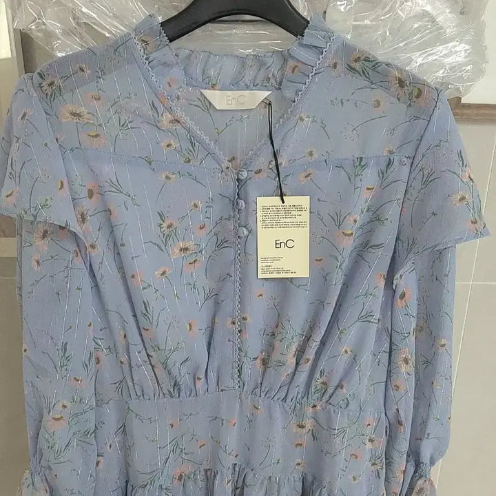[BUNJANG] EnC Floral Long Chiffon Frill Dress Set / EnC 플라워 롱 원피스 쉬폰 프릴 새상품 3종