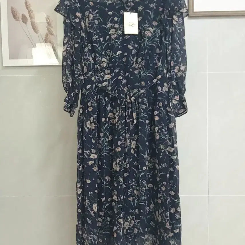 [BUNJANG] EnC Floral Long Chiffon Frill Dress Set / EnC 플라워 롱 원피스 쉬폰 프릴 새상품 3종