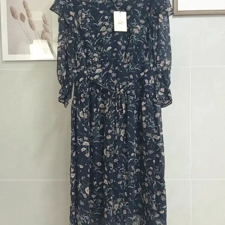 [BUNJANG] EnC Floral Long Chiffon Frill Dress Set / EnC 플라워 롱 원피스 쉬폰 프릴 새상품 3종