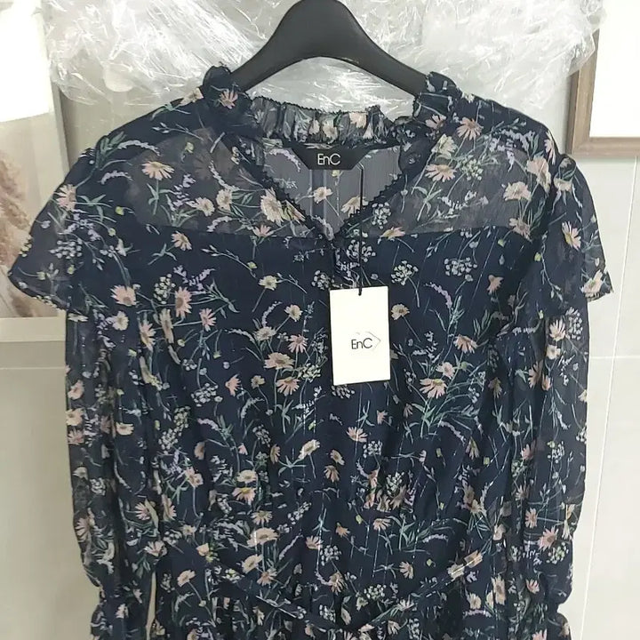 [BUNJANG] EnC Floral Long Chiffon Frill Dress Set / EnC 플라워 롱 원피스 쉬폰 프릴 새상품 3종