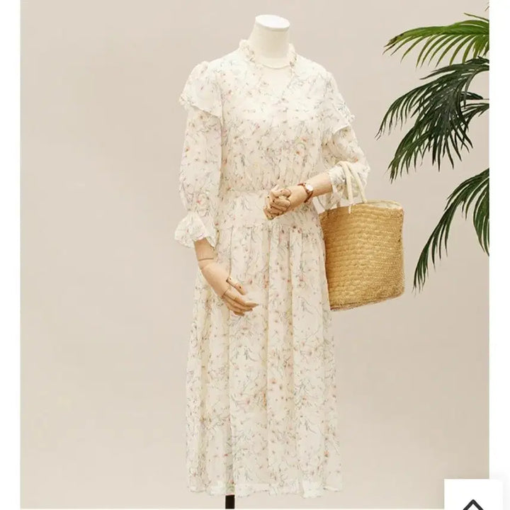 [BUNJANG] EnC Floral Long Chiffon Frill Dress Set / EnC 플라워 롱 원피스 쉬폰 프릴 새상품 3종