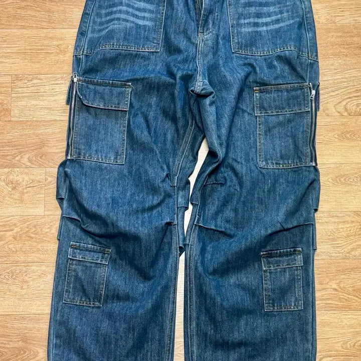[BUNJANG] Noun x Wavy ness Denim Cargo Wide Pants Size 3 / 노운 x  웨이비니스 데님 카고 와이드 팬츠 3사이즈