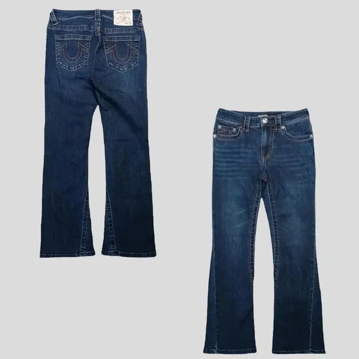 [BUNJANG] True Religion Y2K Orange Stitch Bootcut Jeans / 트루릴리전 진청워싱 오렌지 스티치 Y2K 스트레치 부츠컷 청바지 데님팬츠