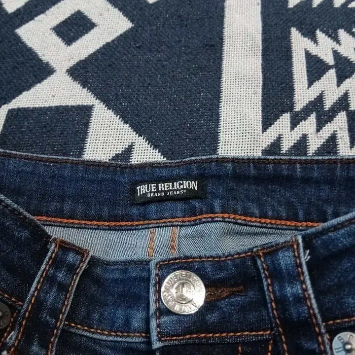 [BUNJANG] True Religion Y2K Orange Stitch Bootcut Jeans / 트루릴리전 진청워싱 오렌지 스티치 Y2K 스트레치 부츠컷 청바지 데님팬츠