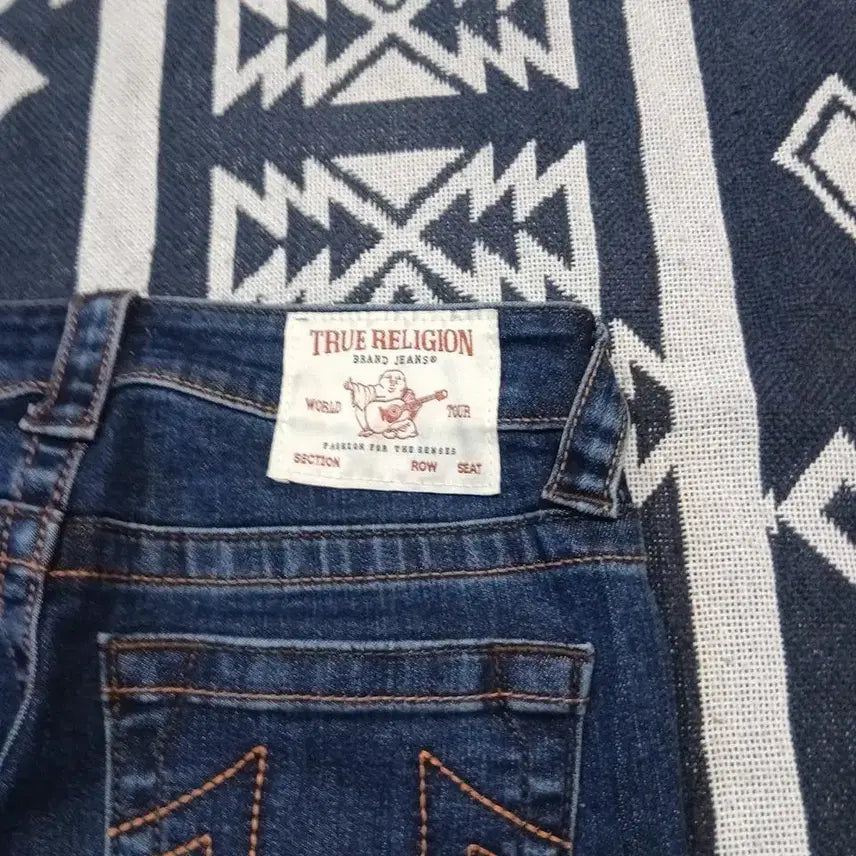 [BUNJANG] True Religion Y2K Orange Stitch Bootcut Jeans / 트루릴리전 진청워싱 오렌지 스티치 Y2K 스트레치 부츠컷 청바지 데님팬츠