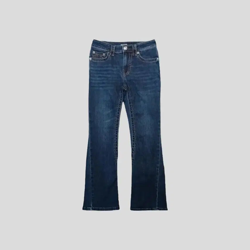 [BUNJANG] True Religion Y2K Orange Stitch Bootcut Jeans / 트루릴리전 진청워싱 오렌지 스티치 Y2K 스트레치 부츠컷 청바지 데님팬츠