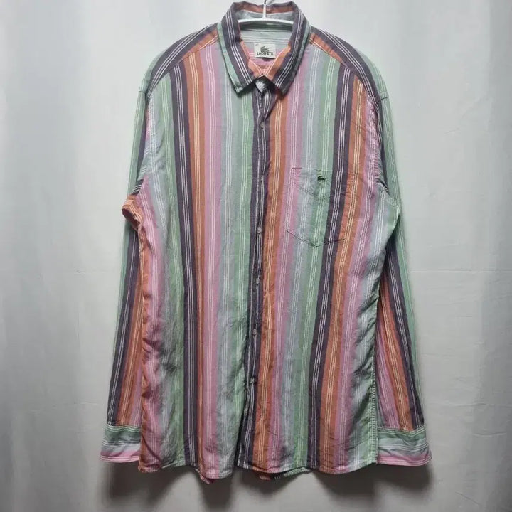 [BUNJANG] Lacoste Striped Pocket Shirt / 라코스테 스트라이프 포켓 셔츠
