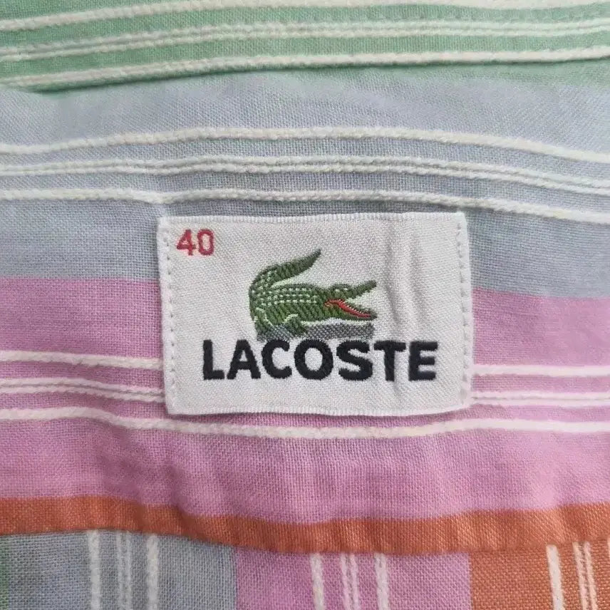 [BUNJANG] Lacoste Striped Pocket Shirt / 라코스테 스트라이프 포켓 셔츠