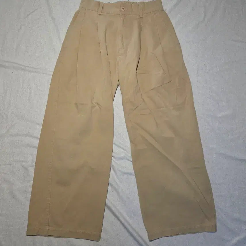 [BUNJANG] Not For Nerd Wide Cotton Pants (Beige) / 낫포너드 투 턱 와이드 코튼 팬츠(베이지)