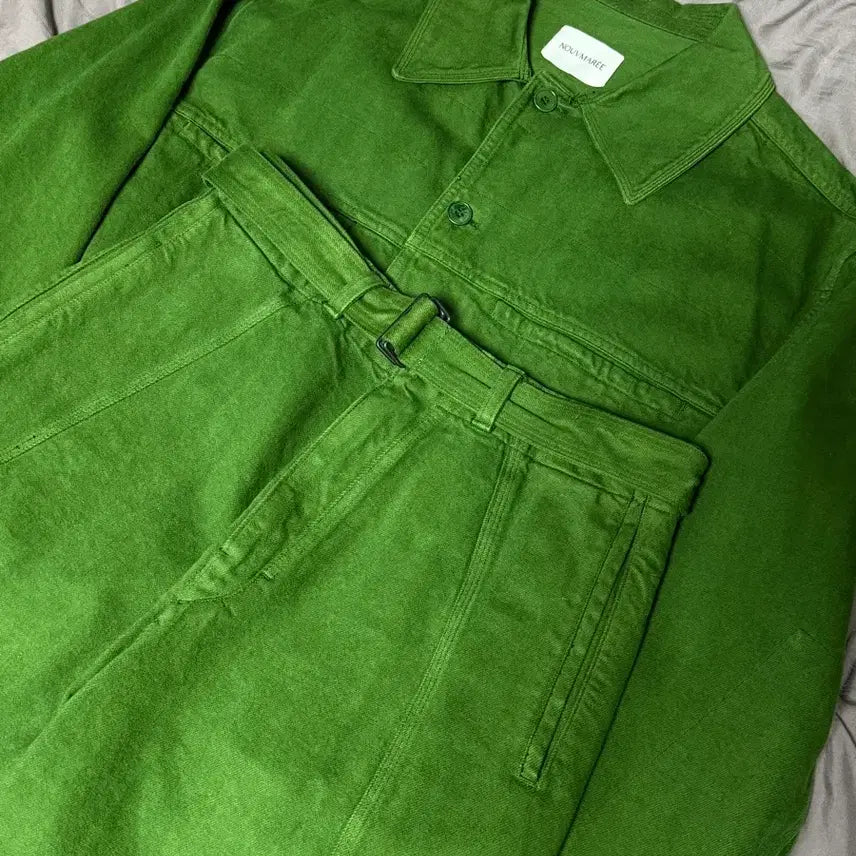 [BUNJANG] NOUVMAREE EE 22FW Neo Stitch Denim Set Green / 누마레 22FW EE 네오 스티치 셋업 그린 M, S
