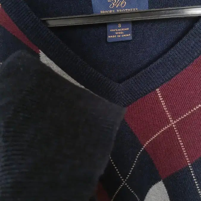 [BUNJANG] Brooks Brothers Argyle V-Neck Knit Sweater Size S / 브룩스브라더스 아가일 V넥 니트 s사이즈 170-96