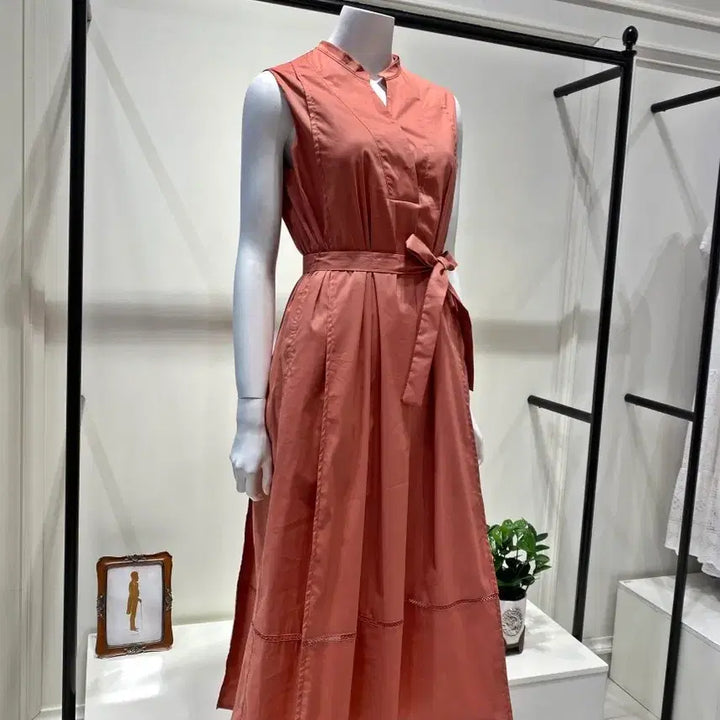 [BUNJANG] KEITH Belted Sleeveless Maxi Dress Deep Orange / KEITH 키이스 벨트 민소매 롱 원피스