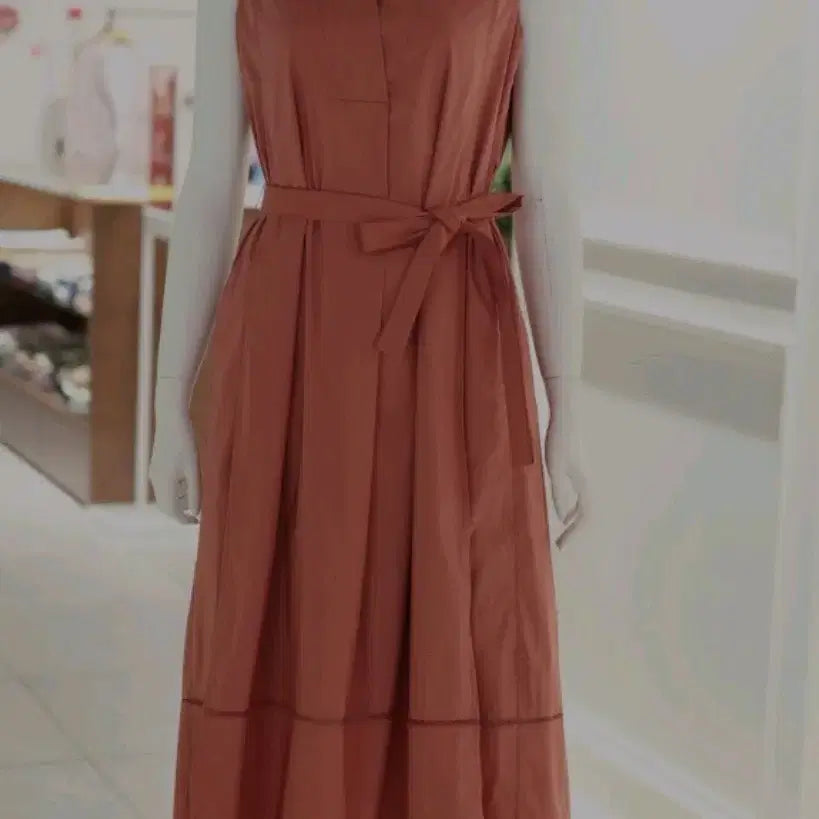 [BUNJANG] KEITH Belted Sleeveless Maxi Dress Deep Orange / KEITH 키이스 벨트 민소매 롱 원피스
