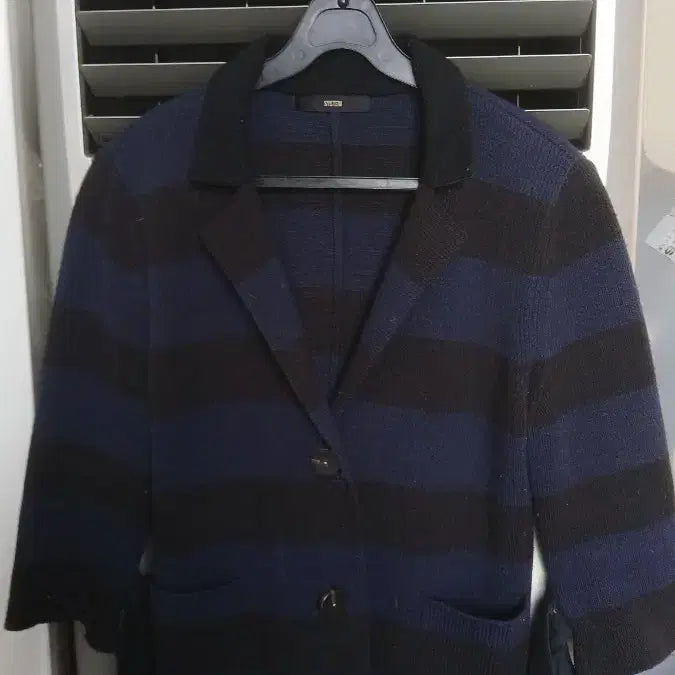 [BUNJANG] SYSTEM Striped Short Sleeve Knit Jacket / 시스템 SYSTEM 스트라이프 반팔 니트 자켓
