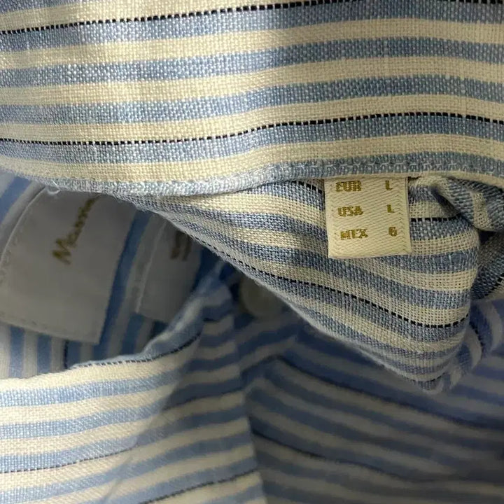 [BUNJANG] Massimo Dutti Linen Blue Striped Shirt L Size / 마시모두띠 100% 린넨 블루 스트라이프 셔츠 L사이즈