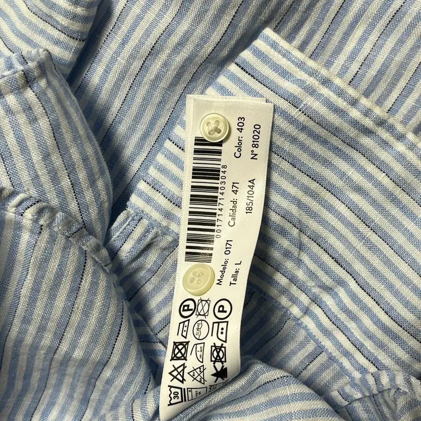 [BUNJANG] Massimo Dutti Linen Blue Striped Shirt L Size / 마시모두띠 100% 린넨 블루 스트라이프 셔츠 L사이즈