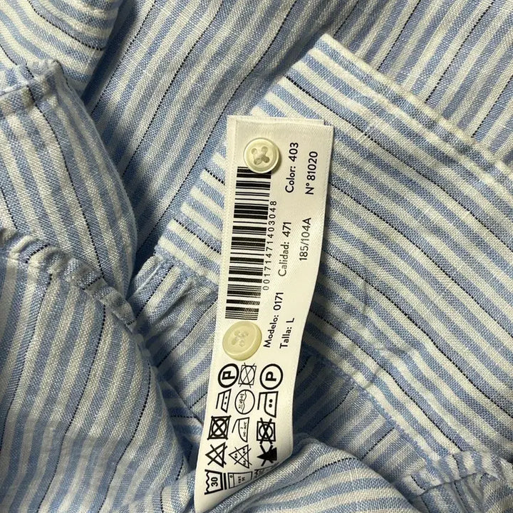 [BUNJANG] Massimo Dutti Linen Blue Striped Shirt L Size / 마시모두띠 100% 린넨 블루 스트라이프 셔츠 L사이즈