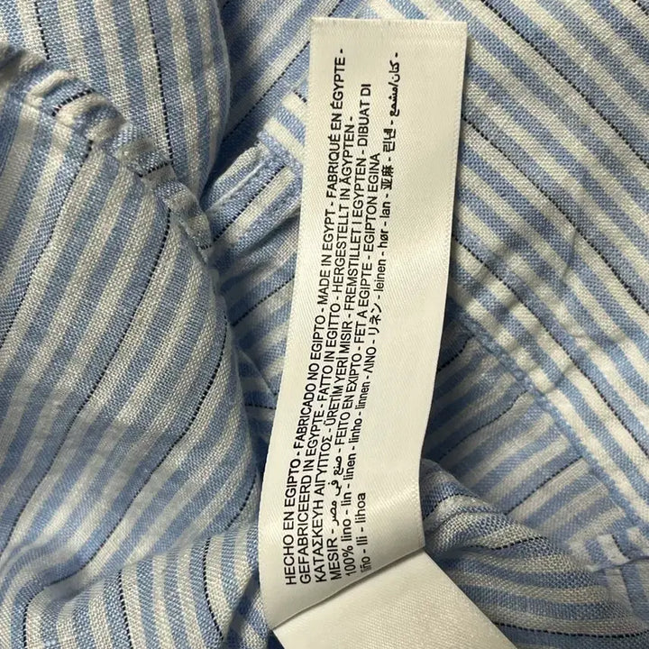 [BUNJANG] Massimo Dutti Linen Blue Striped Shirt L Size / 마시모두띠 100% 린넨 블루 스트라이프 셔츠 L사이즈