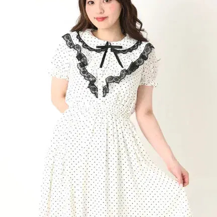 [BUNJANG] Ankruse Dot Frill Puff Dress / 앙크루즈 도트 프릴 퍼프 원피스 레이스 모리걸 빈티지