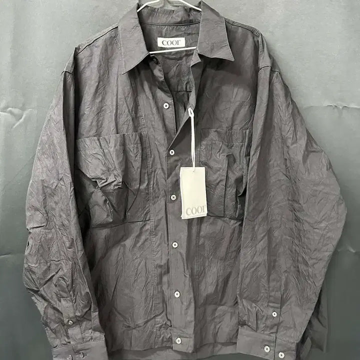 [BUNJANG] COOR Crinkle Pocket Black Shirt / COOR 크링클 포켓 블랙 셔츠