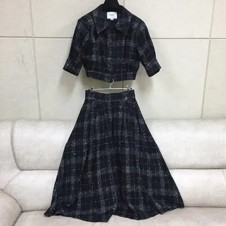[BUNJANG] DeVENTI Puff Sleeve Tweed Jacket and Long Skirt Set / (미사용)DeVENTI 반팔 퍼프소매 트위드 자켓  +롱스커트 셋업 /투