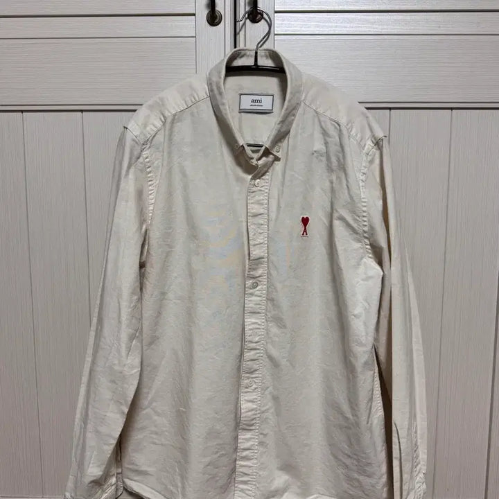 [BUNJANG] Ami Ivory Small Logo Heart Comme des Garcons Porter Polo Shirt / 아미 셔츠 아이보리 스몰로고 하트 꼼데가르송 포터리 폴로 반팔 긴팔 정장