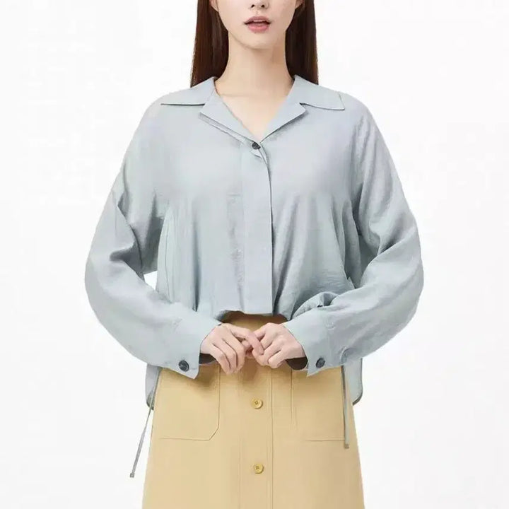 [BUNJANG] ItMiya Blue Shirring Blouse (Size 66) / 2024잇미샤 블루 셔링 블라우스66
