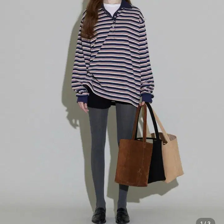 [BUNJANG] ODS Stripe Long Sleeve Collar T-Shirt / 오디에스 스트라이프 긴팔 카라티셔츠